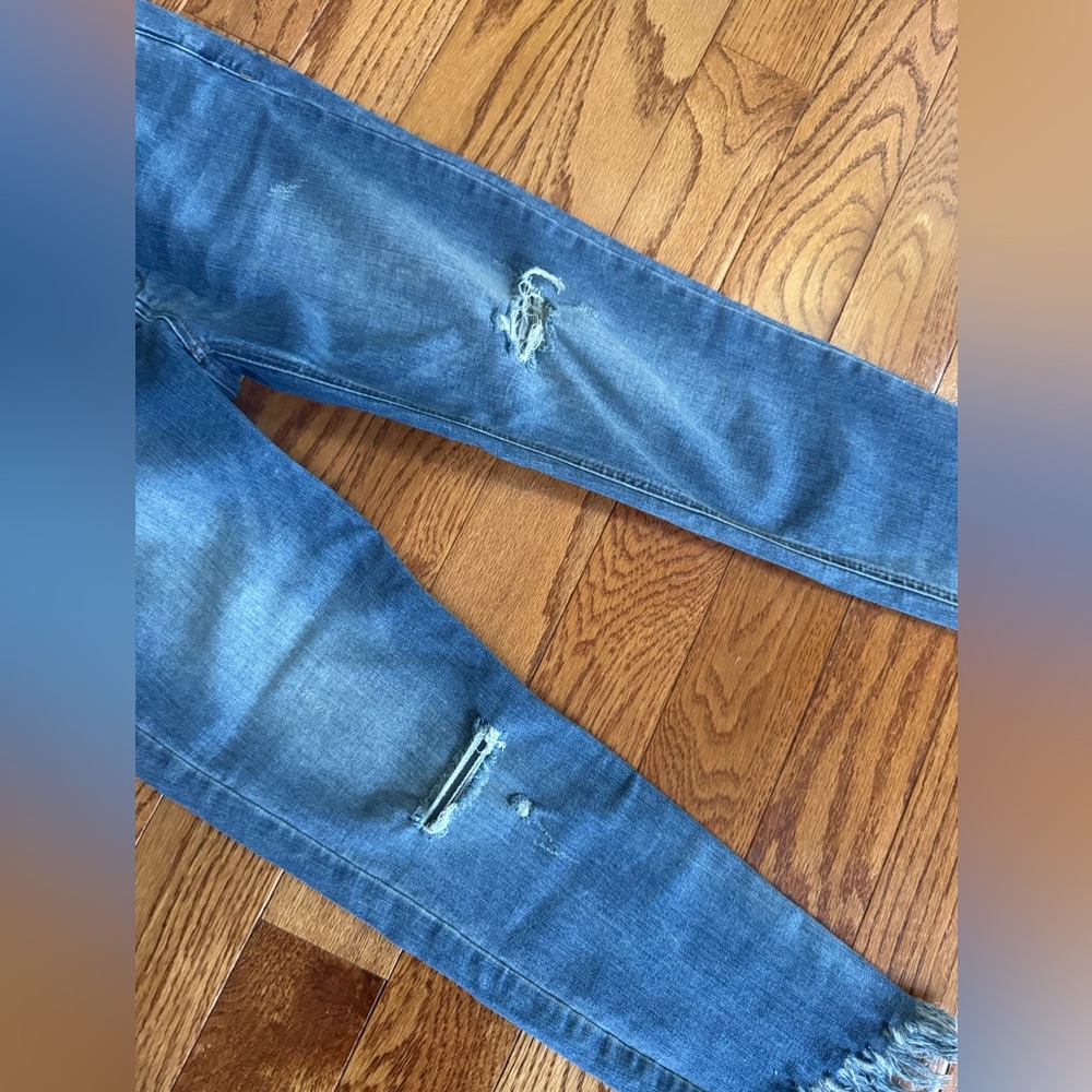 FREE PEOPLE GREAT HEIGHTS FRAYED SKINNY JEAN WORN INDIGO DENIM PANTS‎ - Picture 7 of 11